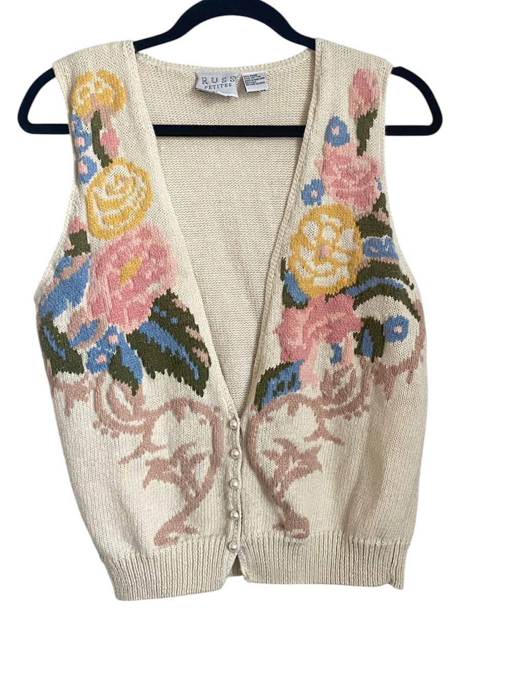 Vintage Floral Spring Button Sweater Vest